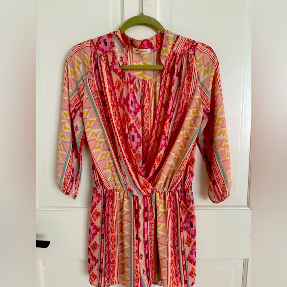 3/4 sleeve printed romper.
